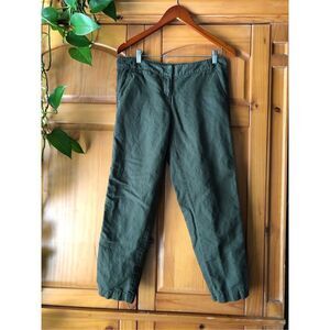 Loft Marisa" pants in a dark green color linen blend  pants SZ 4
